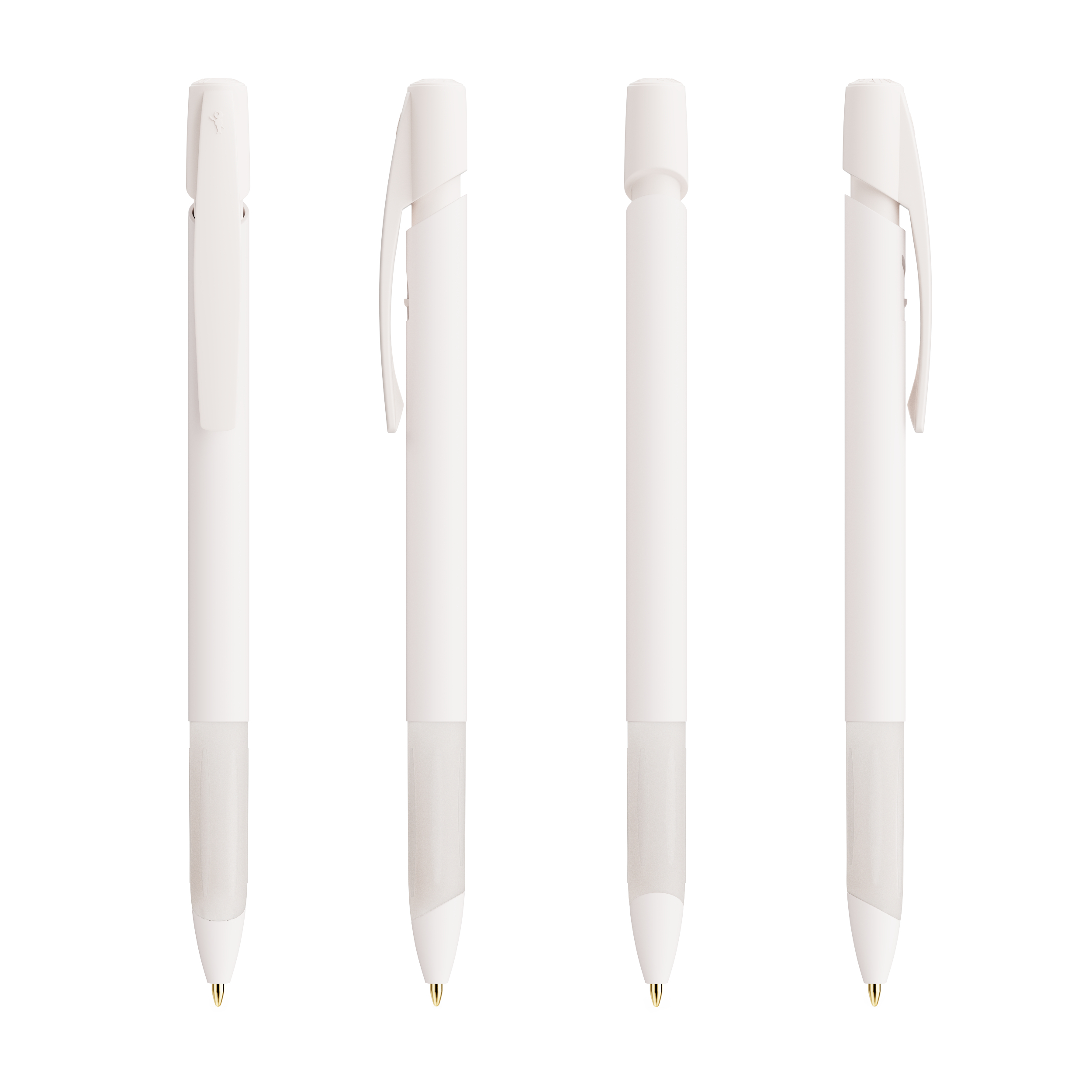 Stylo publicitaire BIC® Media Clic Grip Blanc - blanc frost & Blanc